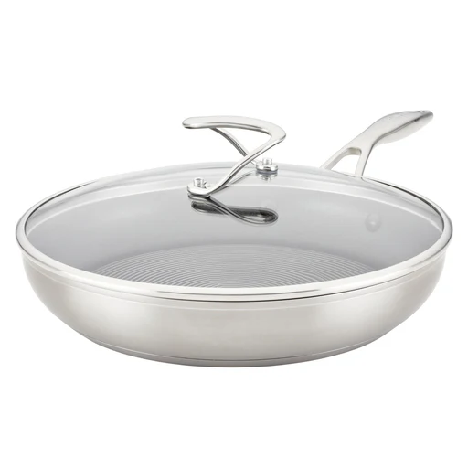 Circulon Steelshield Nonstick Stainless Steel S-series Frying Pan With Lid, 12-inch, Silver