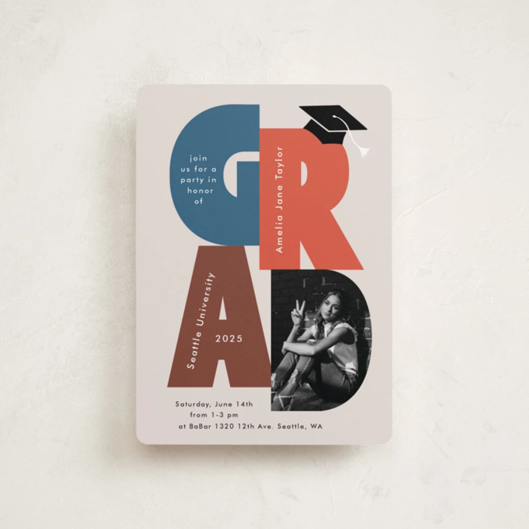 Grad Letter Pic Petite Graduation Party Invitations By Alethea And Ruth