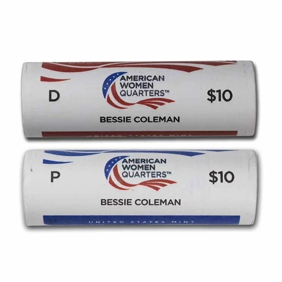 2023 Pd Bessie Coleman Women's Quarter 40-coin (2 Roll Set) Bu