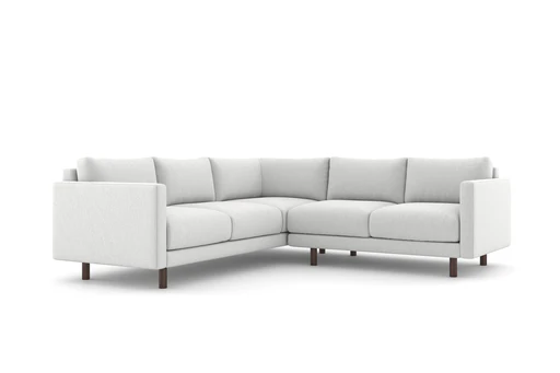 Abbot Corner Sectional (120" X 96",corner On Right,37") - Performance Velvet/foam & Trillium Package/solid Walnut