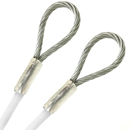 41ft Order To Size 1/4 Galvanized Steel Cable White Vinyl Coated To 3/16 With Loop Size Made To Order In Usa