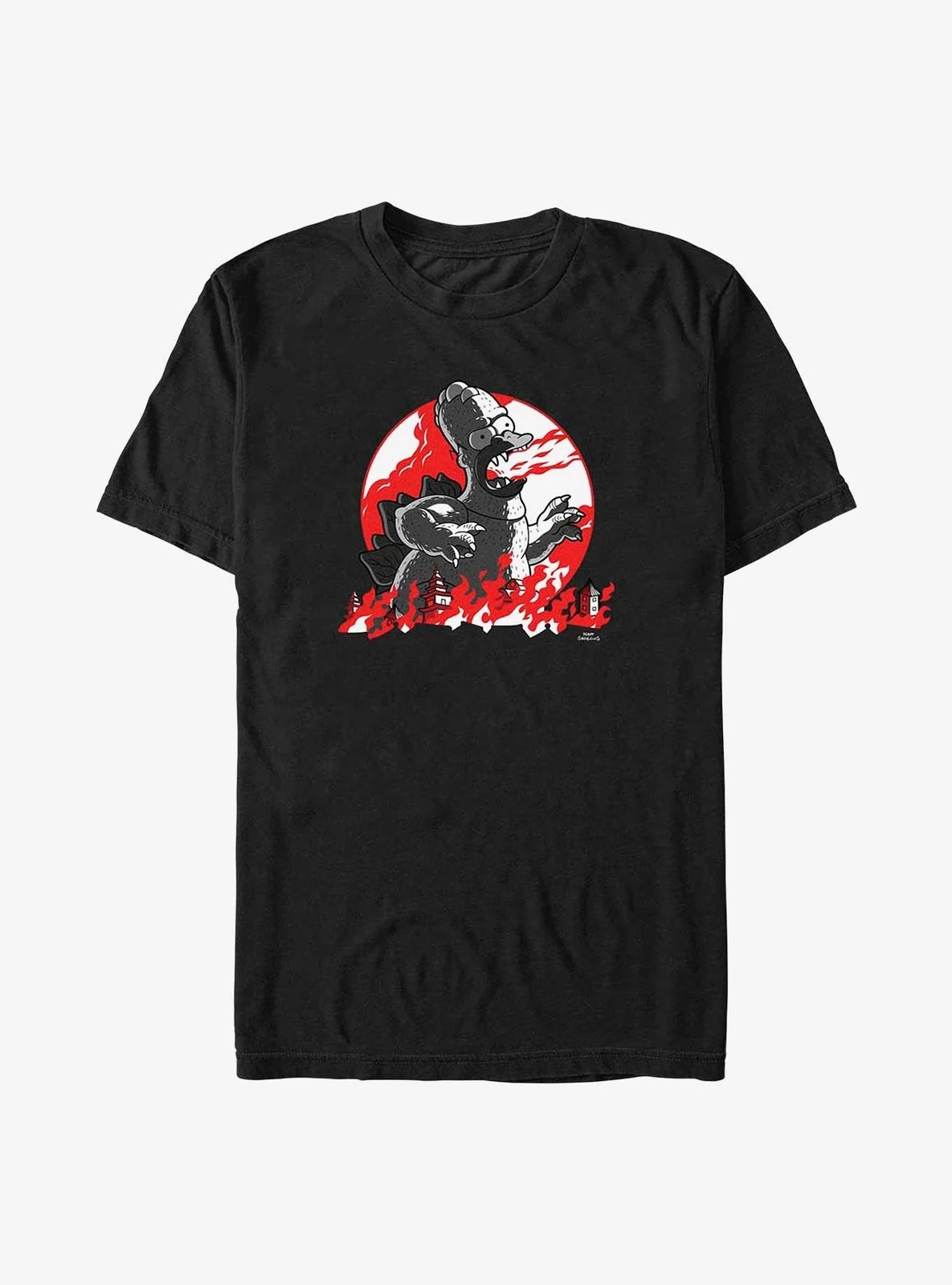The Simpsons Red Moon Godzilla Homer Big & Tall T-shirt