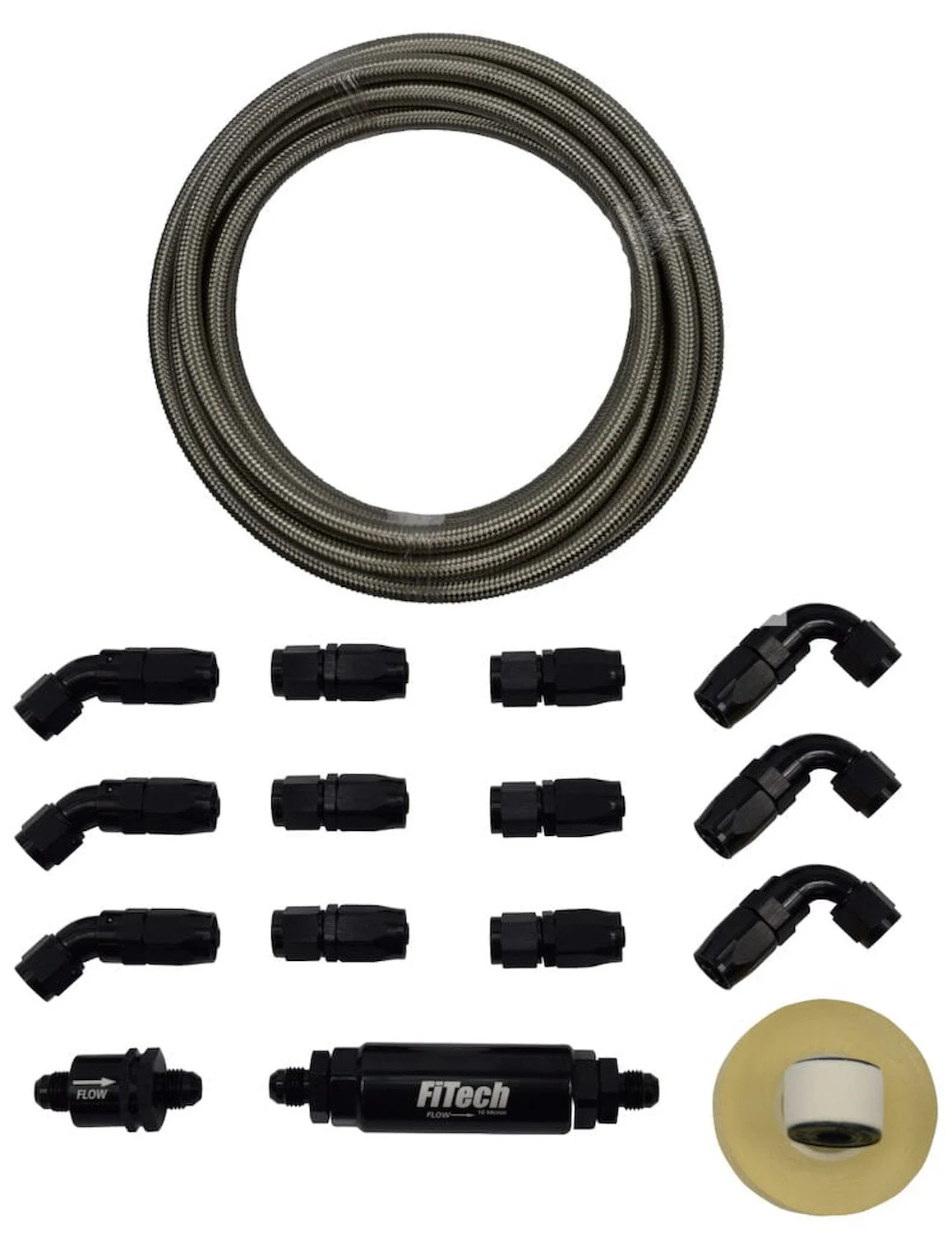 Fitech 51003 40 Ft. Stainless Steel Hose Kit [-6 An, Natural]