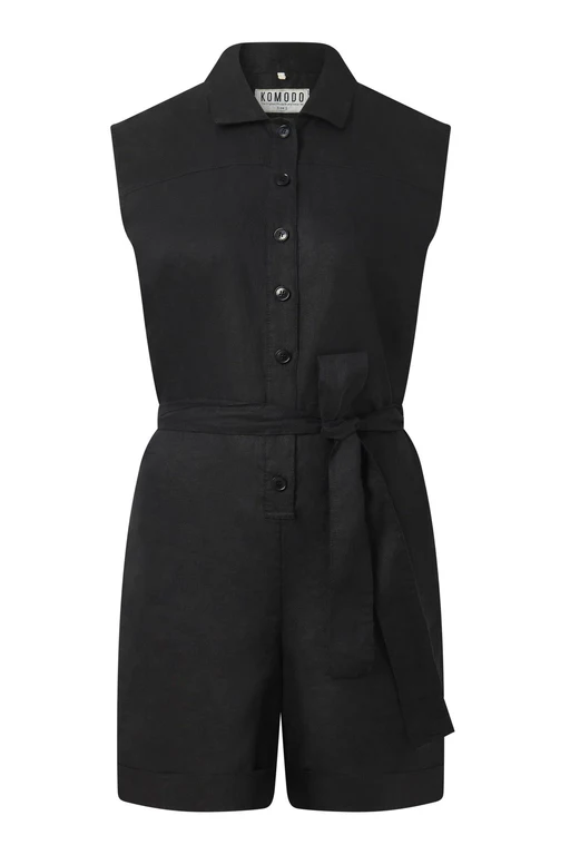 Sienna - Organic Linen Cotton Playsuit - Black