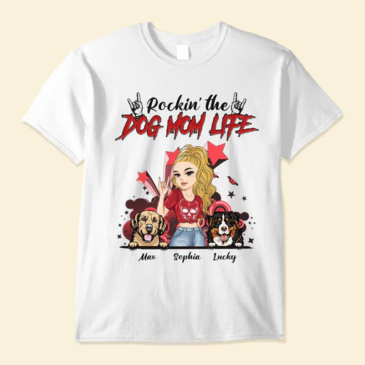 Rockin The Dog Mom Life Personalized Pullover Hoodie