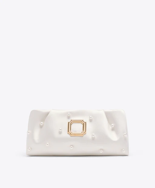 Vittoria White Satin Clutch Bag