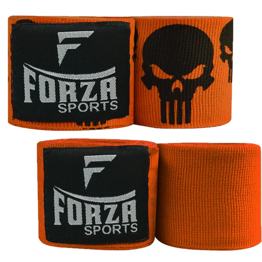 Forza Sports 180" Mexican Style Handwraps - Pattern & Matching Solid 2-pack - Skulls Orange/orange