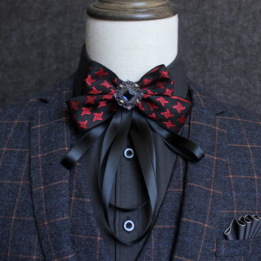 Classic British Style Ribbon Tassel Bow Tie - Style #12