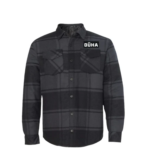 Düha Patch Quilted Flannel Jacket - Black/plaid