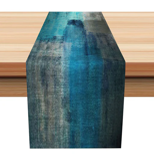 Luxurious Dark Grey Teal Mixed Classic Table Runner - 14x90 Inch