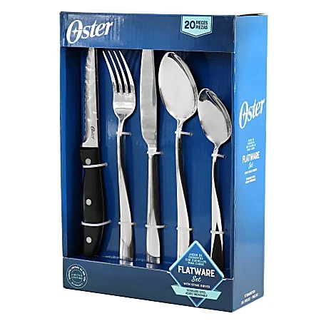 Oster Stonington 20-piece Flatware Set With Steak Knives, Silver