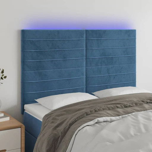 Testiera A Led-testata Con Led Blu Scuro 144x5x118/128 Cm In Velluto 563492