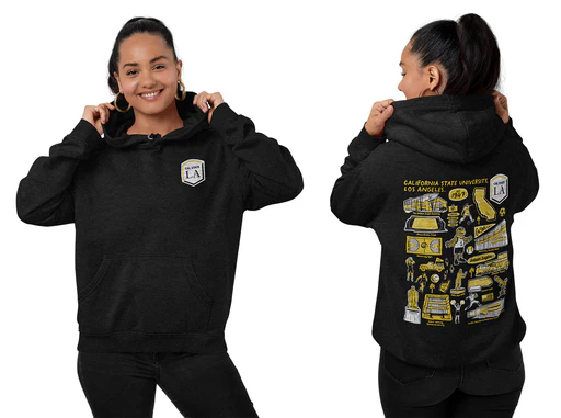Cal State La Golden Eagles Hand Sketched Vive La Fete Artwork Cotton Fleece Women Hoodie