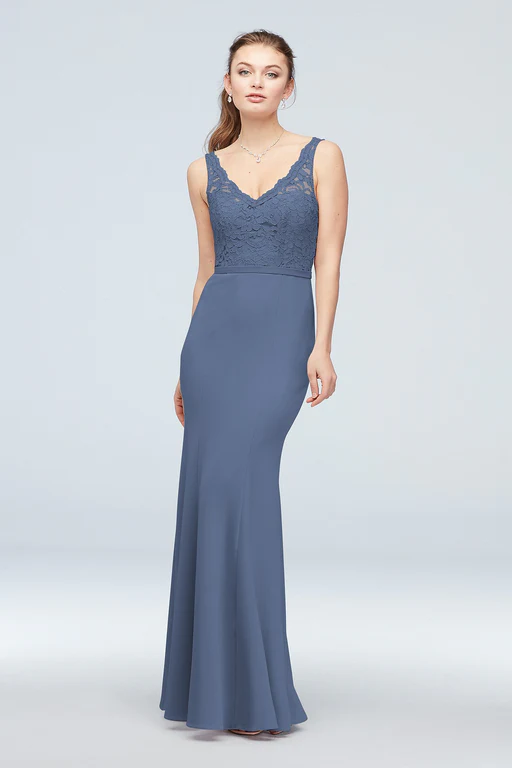Lace And Stretch Crepe V-neck Bridesmaid Dress - Portobello/extra_length