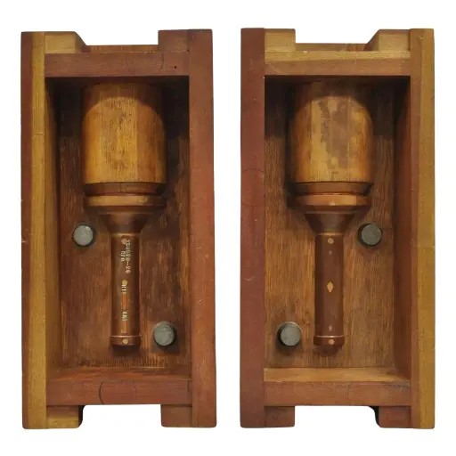 Vintage Industrial Foundry Wooden Block Mold Architectural Valcor Engine - A Pair