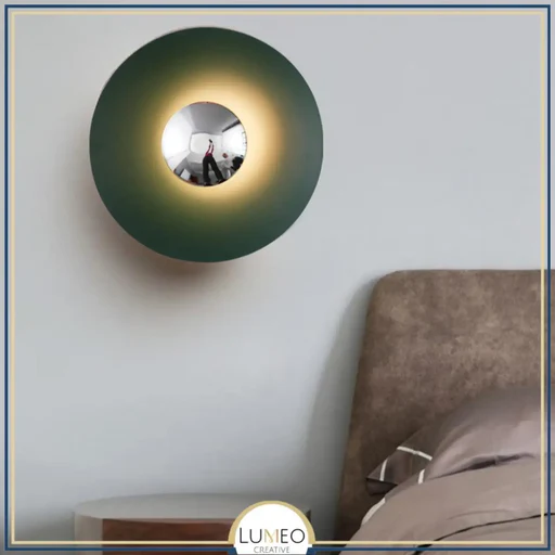 Applique Murale Circulaire Éclipse| Luminaire Mural Multicolore Au Style Artistique Et Sculptural - 40cm/vert & Argent