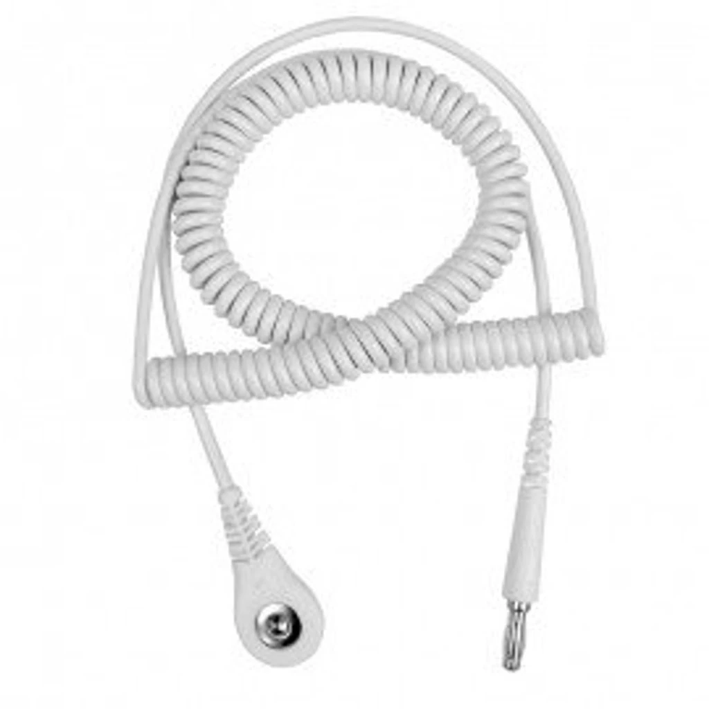 Desco 09218 Jewel Coil Cord With 0.16" Snap Socket, White, 6'