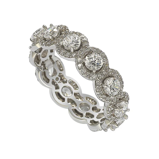 Suzy Levian Sterling Silver Round White Cubic Zirconia Eternity Band - 5