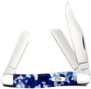 Case 50727 Razor Folding Clip Point/spey Plain Mirror Polished Tru-sharp Ss Blade/ Blue Crackle Kirinite Handle