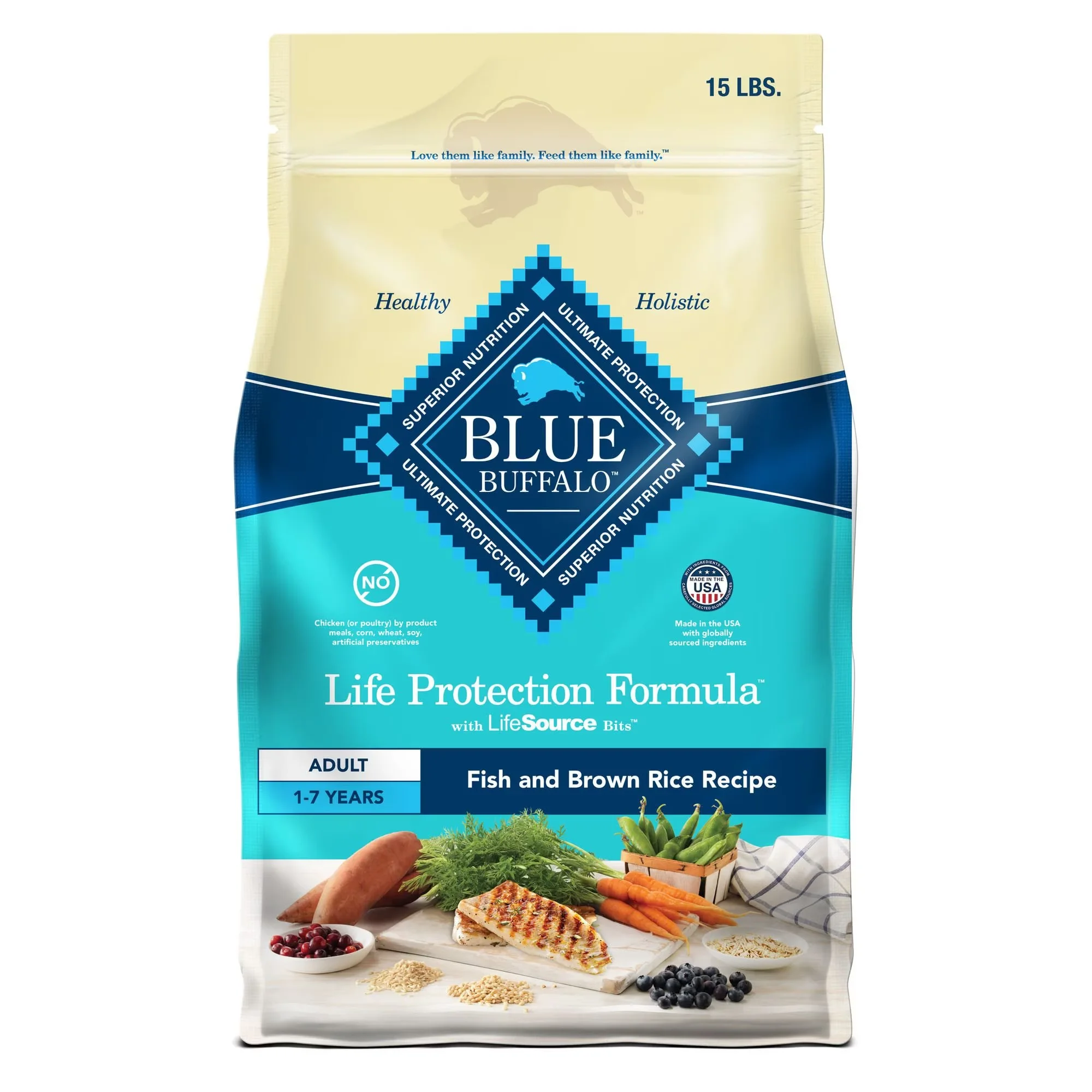 Blue Buffalo Life Protection Formula Adult Fish & Brown Rice Recipe Dry Dog Food, 60-lb Bundle