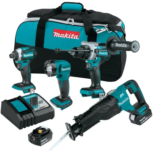 Makita 18v Lxt Brushless Lithium-ion Cordless 4-pc. Combo Kit With 2 Batteries (5 Ah) - Xt453t