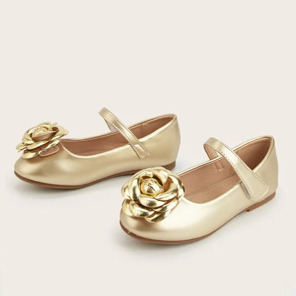 Girl's Flats Flower Girl Shoes Daily Party Mary Jane Flower Leatherette Round Toe Flat Heel Shoes (207428731)