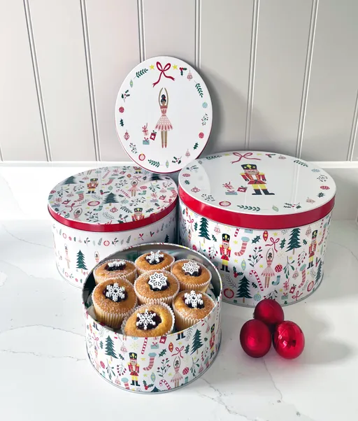 Dexam Set Of 3 Nutcracker Round Cake Tins