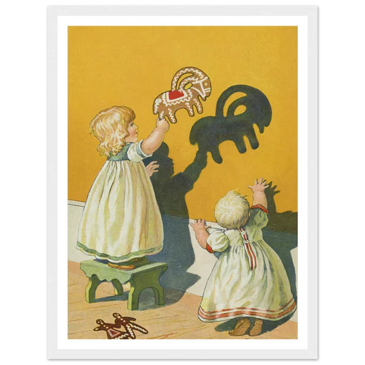 Playful Shadow Puppets - 30x40 Cm / 12x16″/framed Poster/white Frame