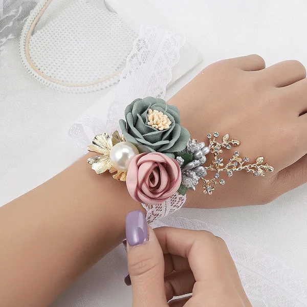 1 Pc Artificial Wedding Flowers Silk Roses Wrist Corsage