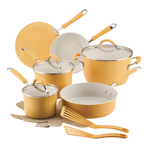 13-piece Cucina Ceramic Nonstick Cookware Set - Peppercorn
