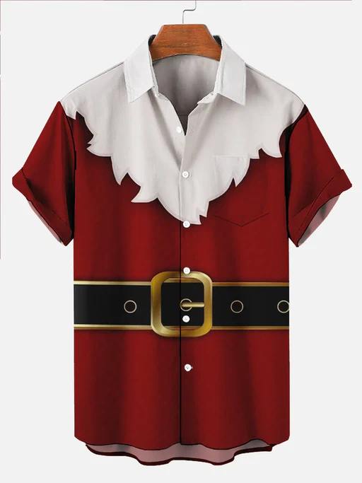 Tall Men's Santa Suit Belt Short Sleeve Shirt - Xlt/without Pocket