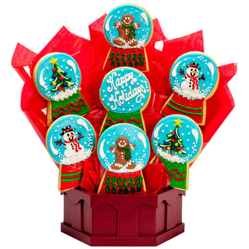 Christmas Snow Globes Cookie Bouquet - 9 Cookie/free