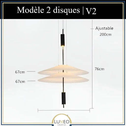 Suspension Au Design Architecturale À Disques Superposés - 2 Disques | V2/or/blanc Neutre