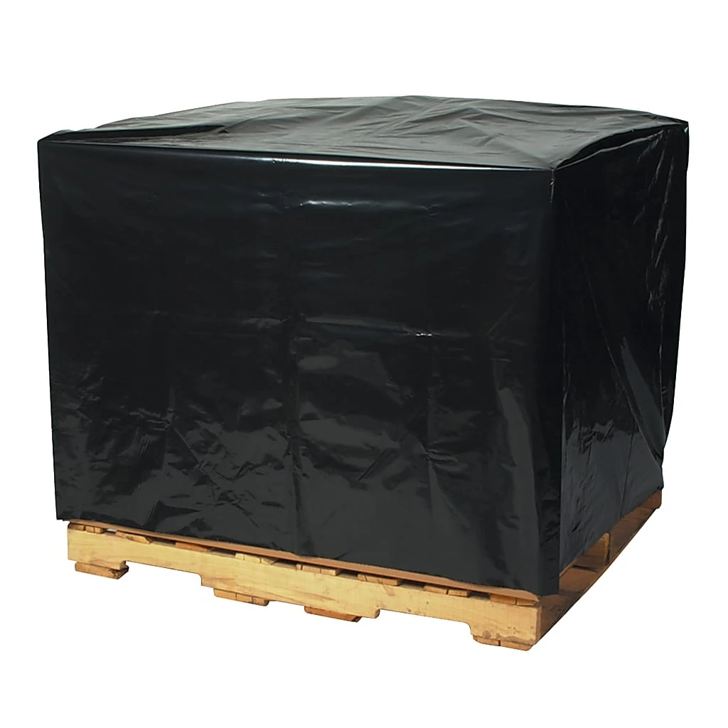 Partners Brand 3 Mil Black Pallet Covers 48" X 42" X 48", Box Of 50