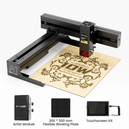 Tyvok A1 Compact 10w Laser Engraver For Diy Wood & Home Use With Touchscreen Kit + Artist Pack