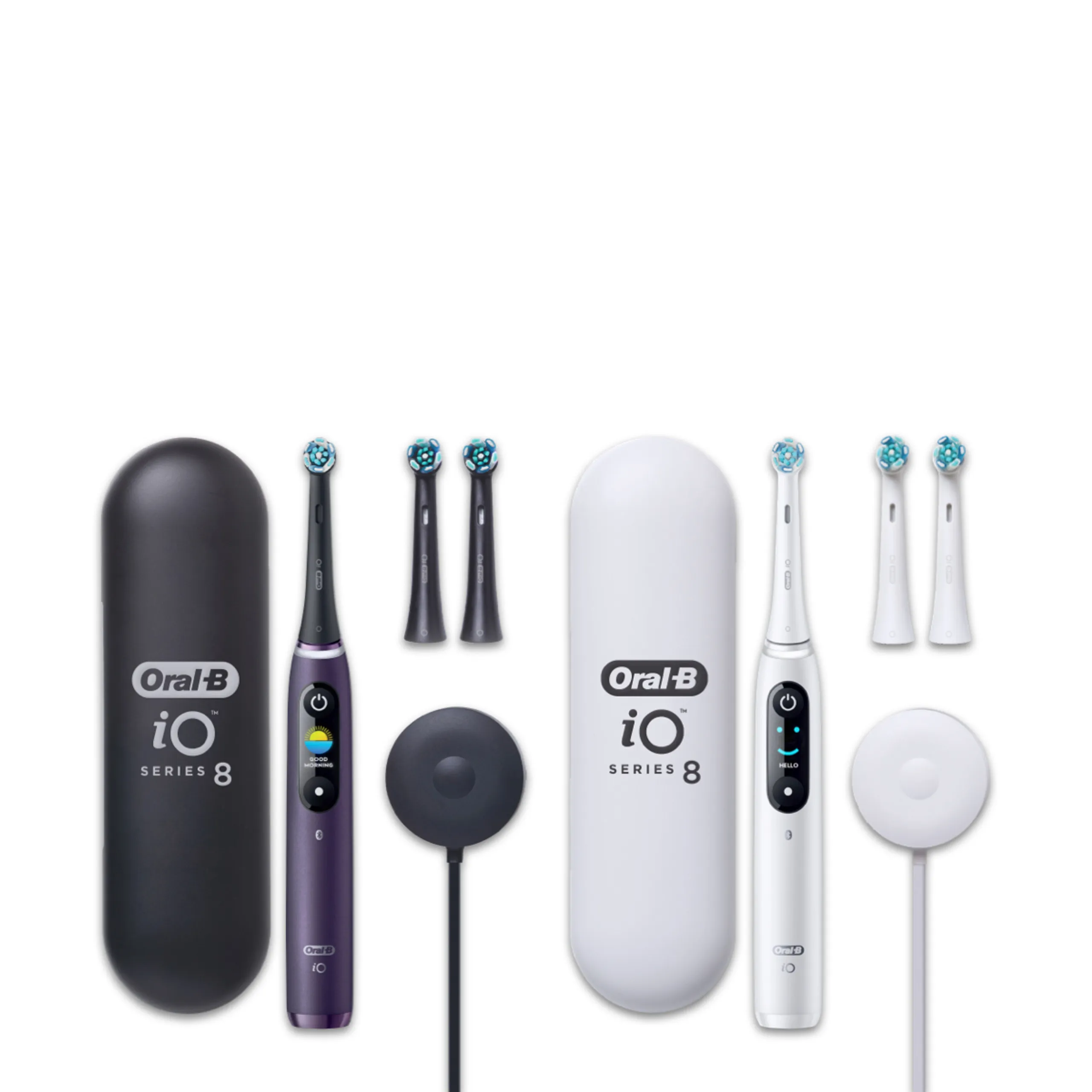 Oral-b Io Series 8 Twin Pack Violet Ametrine And White Alabaster Electric Toothbrushes