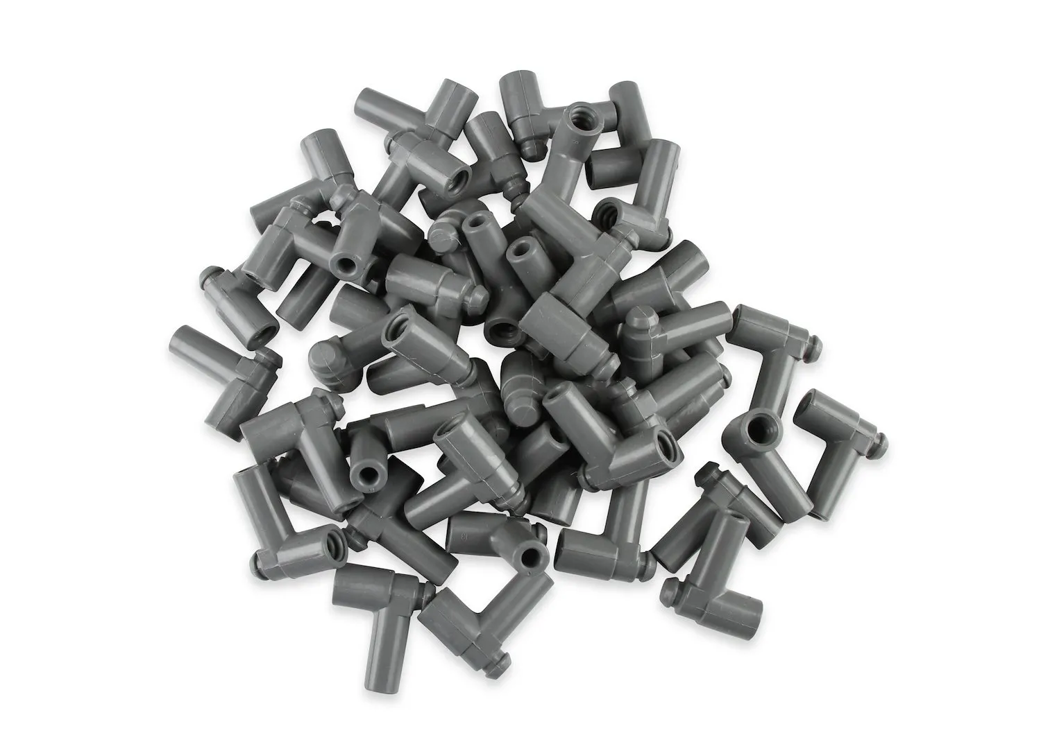 Msd 34554: 90-degree Spark Plug Boots With Gm Hei Nipple - Gray Silicone - Set Of 50 - For 8.5 Mm Super Conductor Wire
