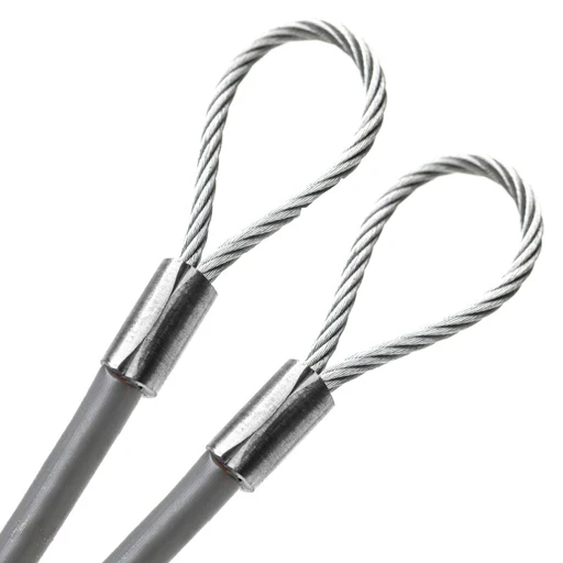 12ft Order To Size 1/4 Galvanized Steel Cable Gray Vinyl Coated To 3/16 With Loop Size Made To Order In Usa