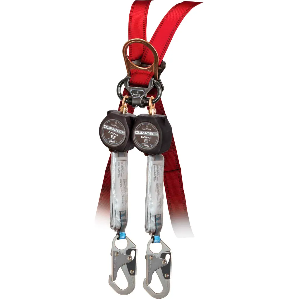 Falltech 72706tb1 Duratech 6' Mini Srd Twin-leg Carabiner & Steel Snap Hooks