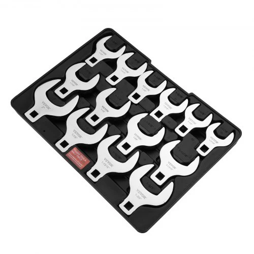 Crowfoot Wrench Set, 1/2" Drive 14-piece Sae (1-1/16" - 2") Crows Foot Wrench Set With Storage Tray