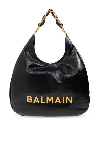 Balmain 1945 Logo Plaque Large Tote Bag