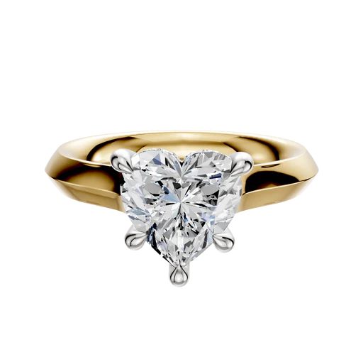 14k Two Tone 4 Prong Hidden Halo Cathedral Knife Edge 3.0mm Engagement Ring