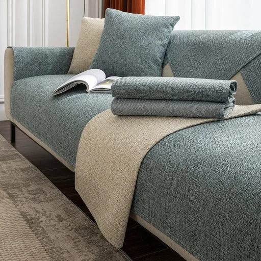 Minimalist Solid Color Breathable Faux Linen Couch Cover - Beige/43.31*70.9 In(1 Pc)