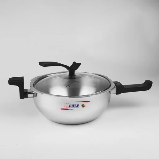 Majestic Chef Anodized Pressure Cooker Karahi With Glass Lid 3 In 1 - 3 Liter