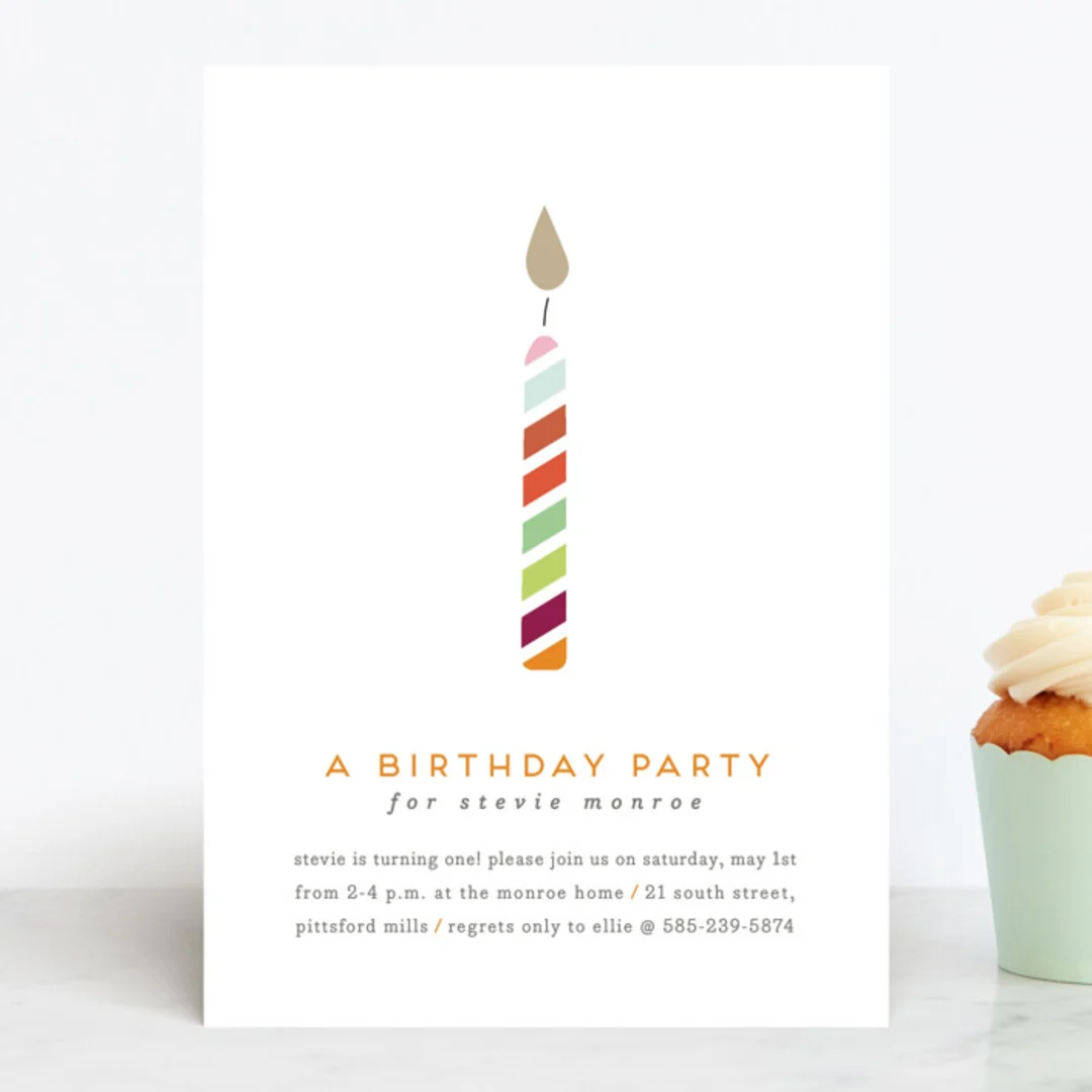 Lit Candle Children's Birthday Party Invitations