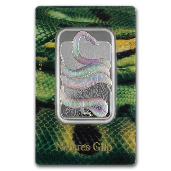 2024 Niue 1 Oz Silver Nature's Grip Green Anaconda $2 Bar-assay