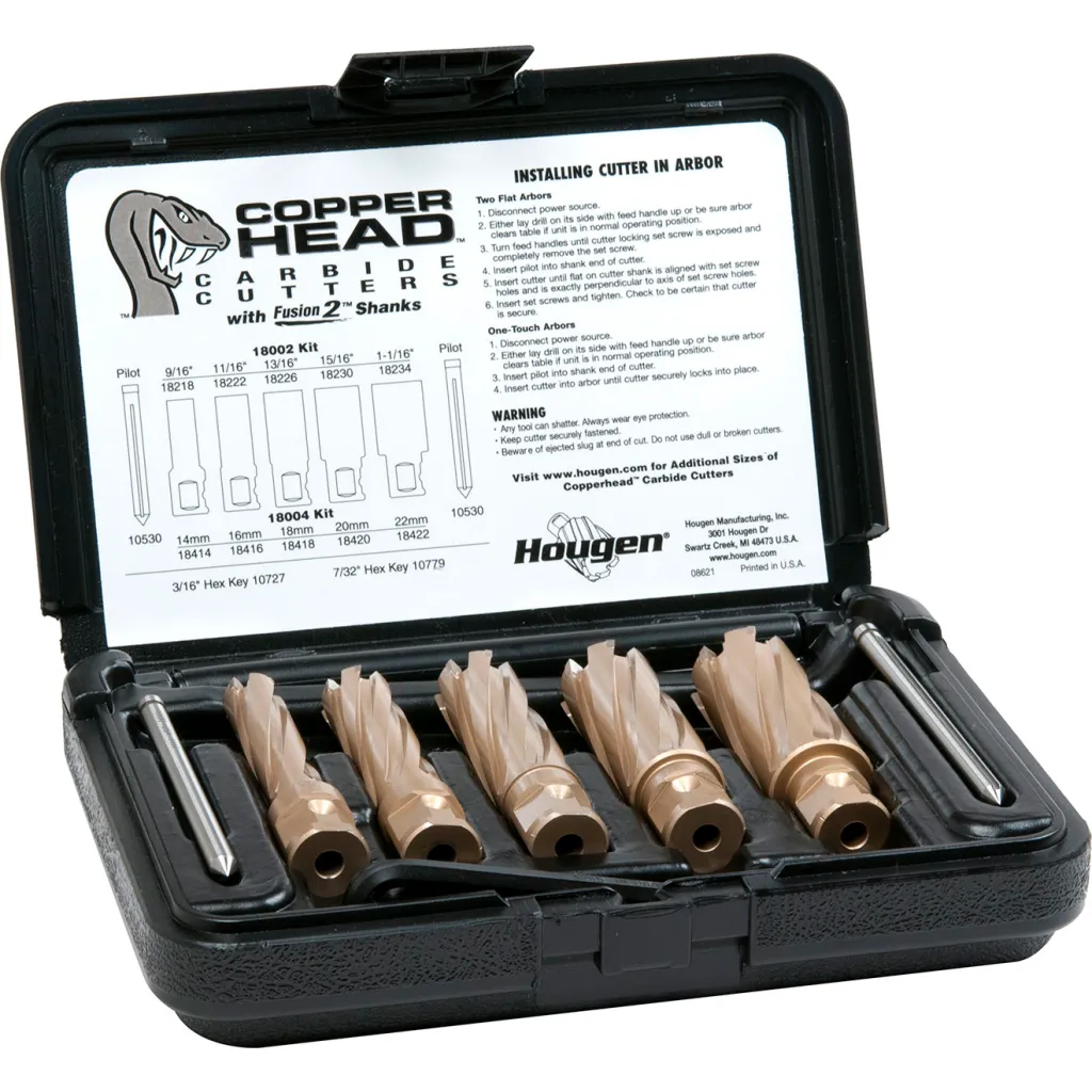 Hougen Copperhead Carbide Annular Cutter Kit 9/16 11/16 1-1/16 Dia X 2 Depth Of Cut