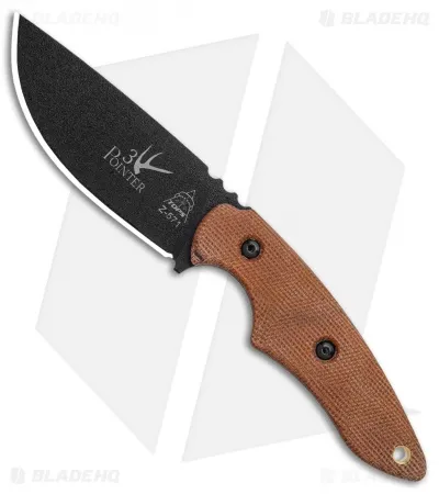Tops Knives 3 Pointer Fixed Blade Knife Tan Canvas (3.13" Black)