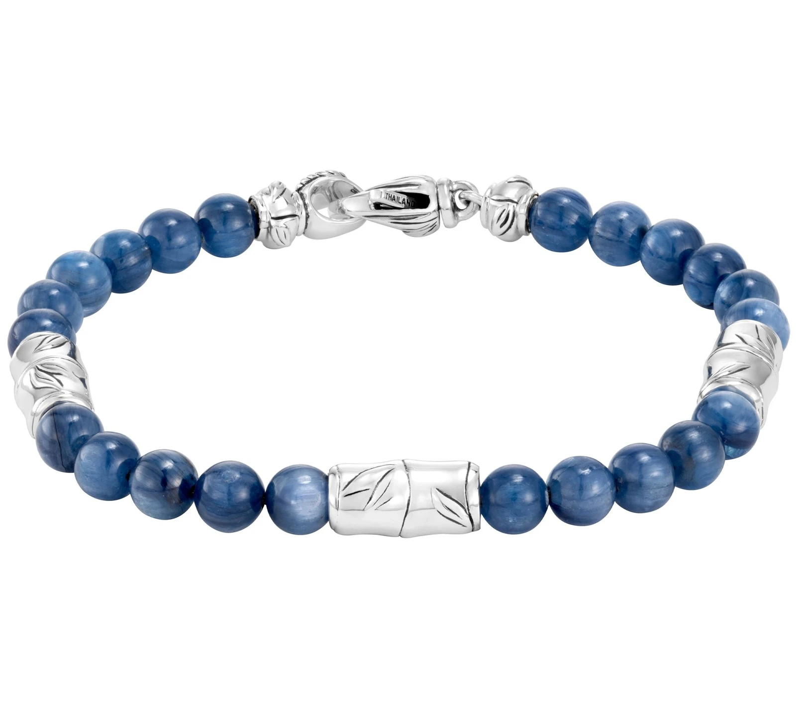 Jai Sterling Silver Bamboo Station & Kyanite Bead Bracelet