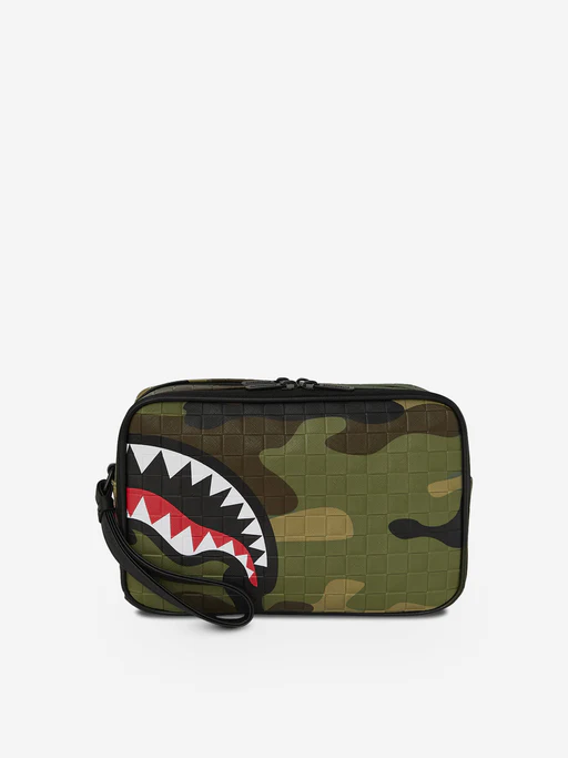 Sprayground Kids Woodland Camo Check Toiletry Bag In Green (29.21cm)